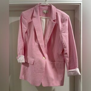Pink Striped Seersucker Women's Blazer